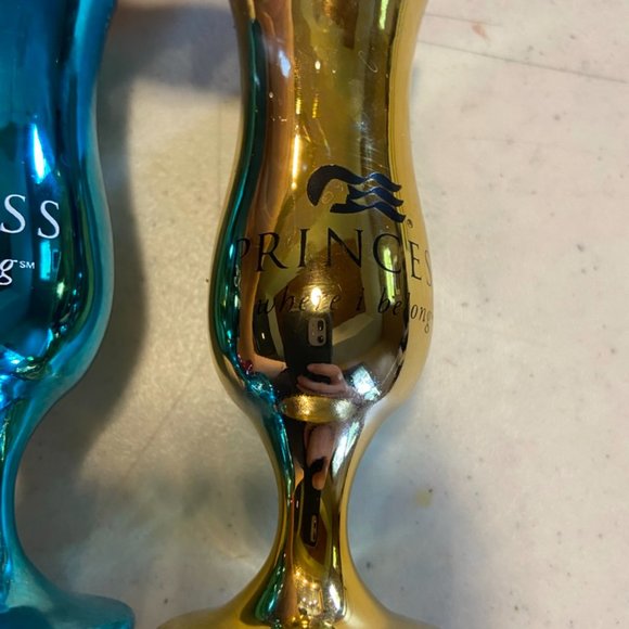 Princess Cruise Line Logo Glass Shot Glasses Set of 3 Pink Blue Gold - Picture 3 of 6